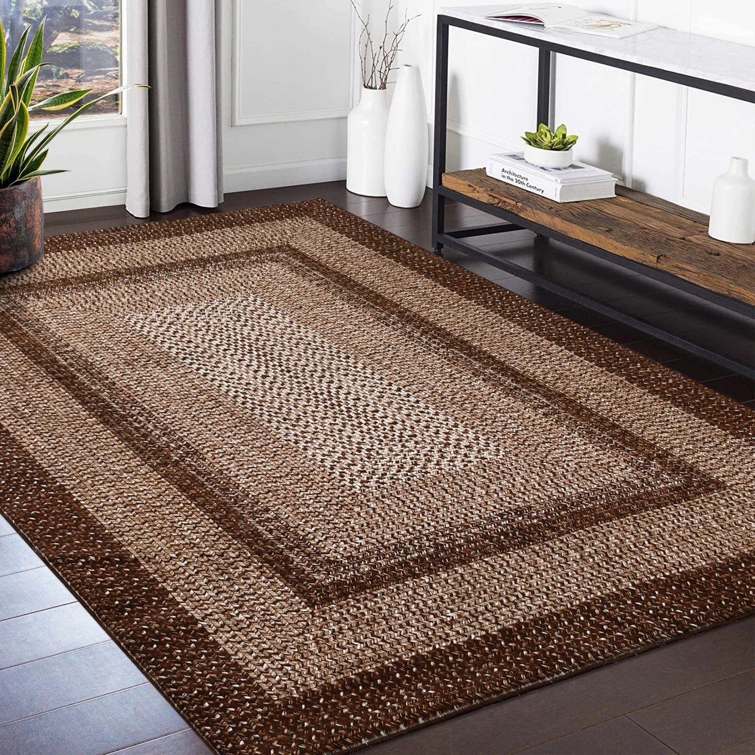 Washable Large Area Rugs - Modern Braided Print