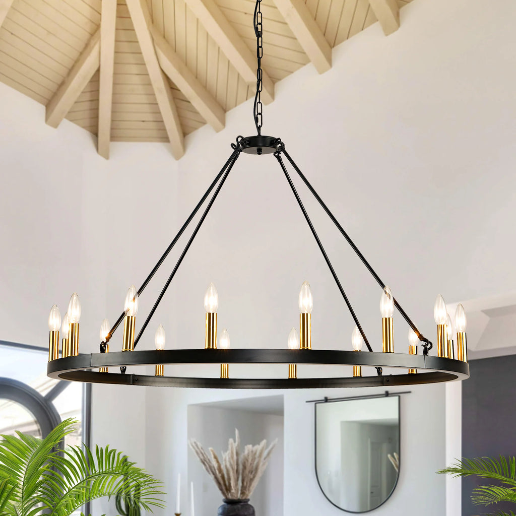 16-Light Wagon Wheel Chandelier