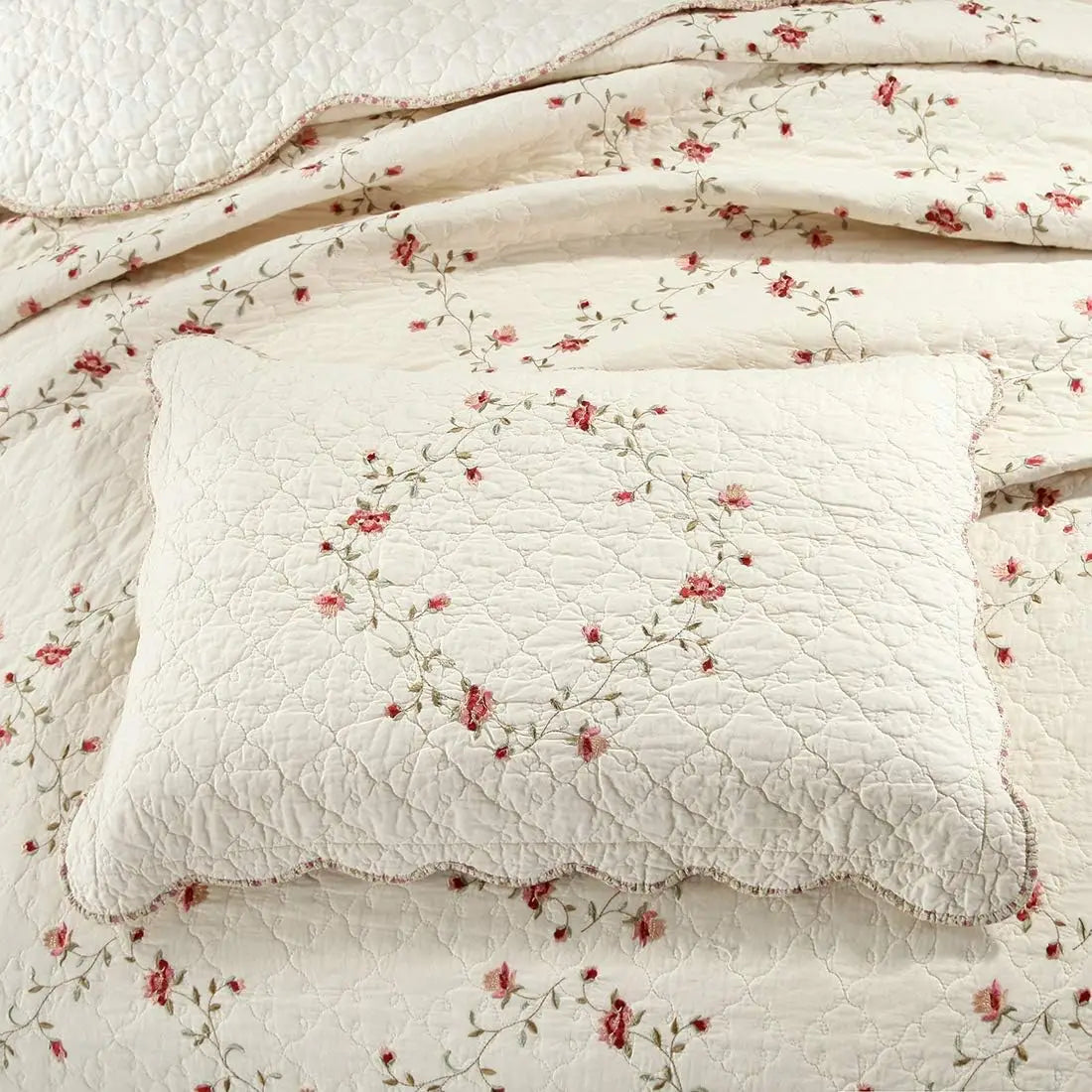 Floral Embroidered Bedspread Set