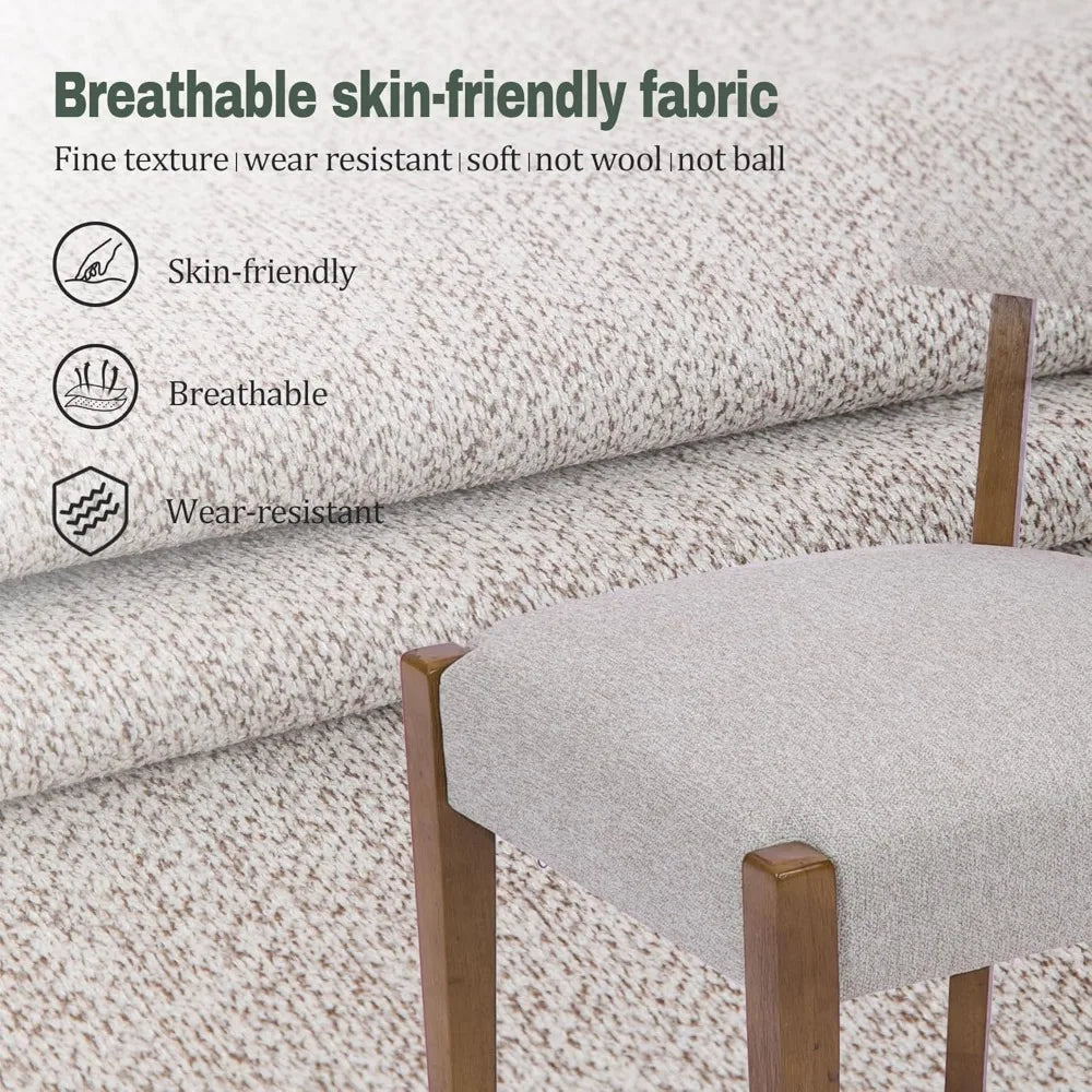Wooden Dining Chairs, Set of 4, Upholstered Linen Fabric