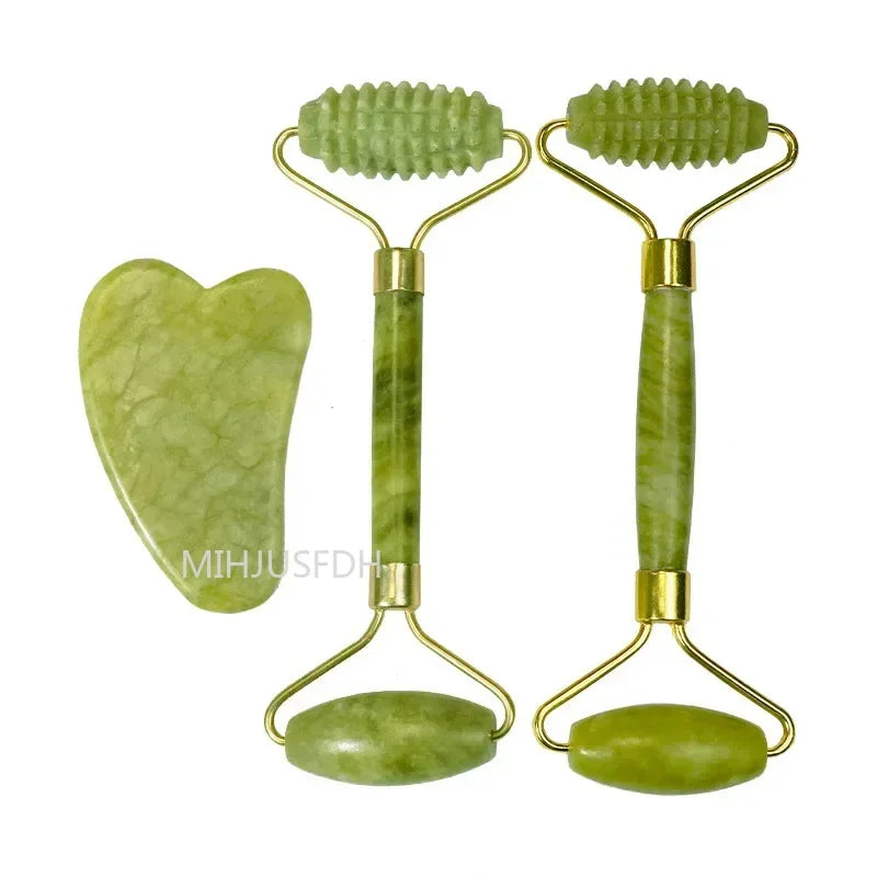 Natural Jade Roller Massager & Gua Sha Set