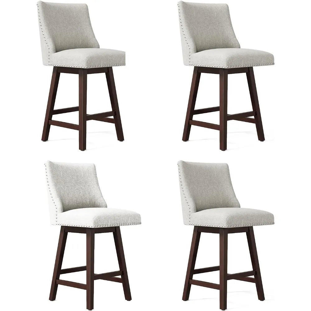 Set of 4 – 26" Modern Swivel Bar Stools with Upholstered Backs