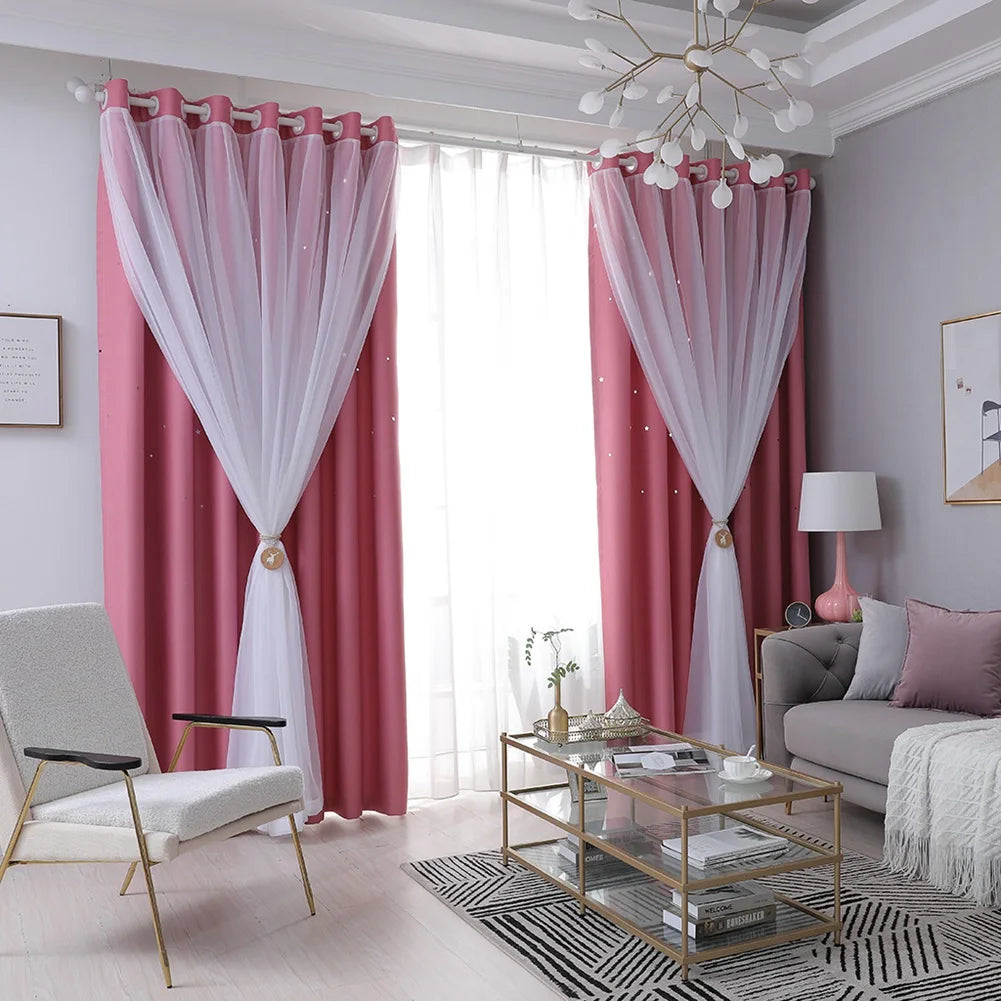 Hollow Out Star Curtain – Functional Room Darkening Drape (1 Panel, 40"x84")