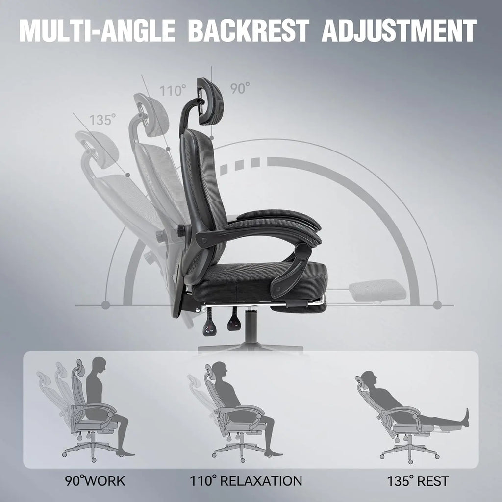 Ergonomic Mesh Computer Chair with Adjustable Lumbar Support & Headrest