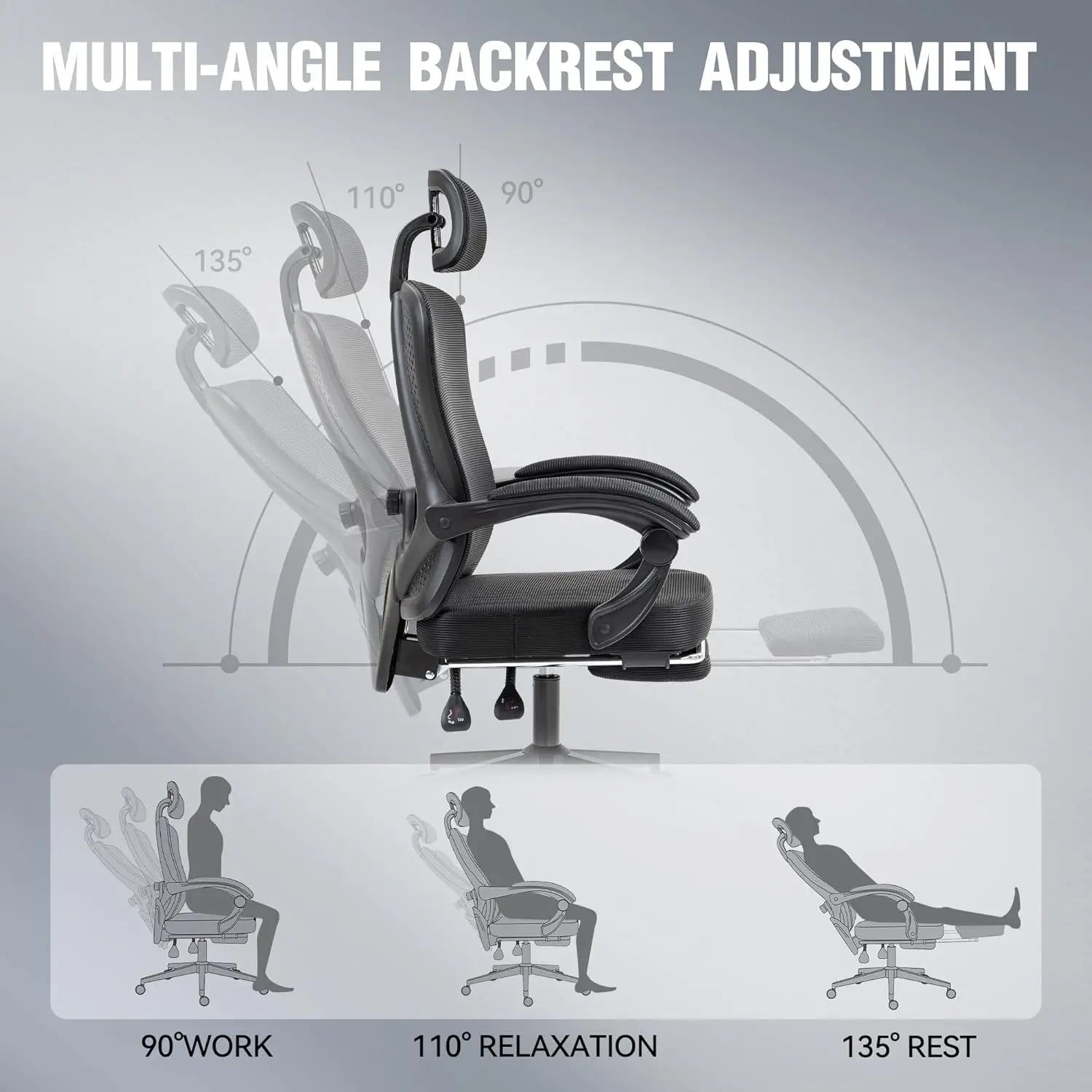 Ergonomic Mesh Computer Chair with Adjustable Lumbar Support & Headrest