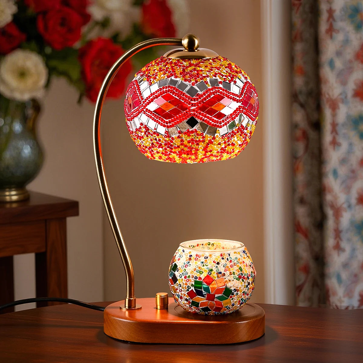 Bohemian Style Hand-Colored Glass Bedside Lamp - 3 Colors