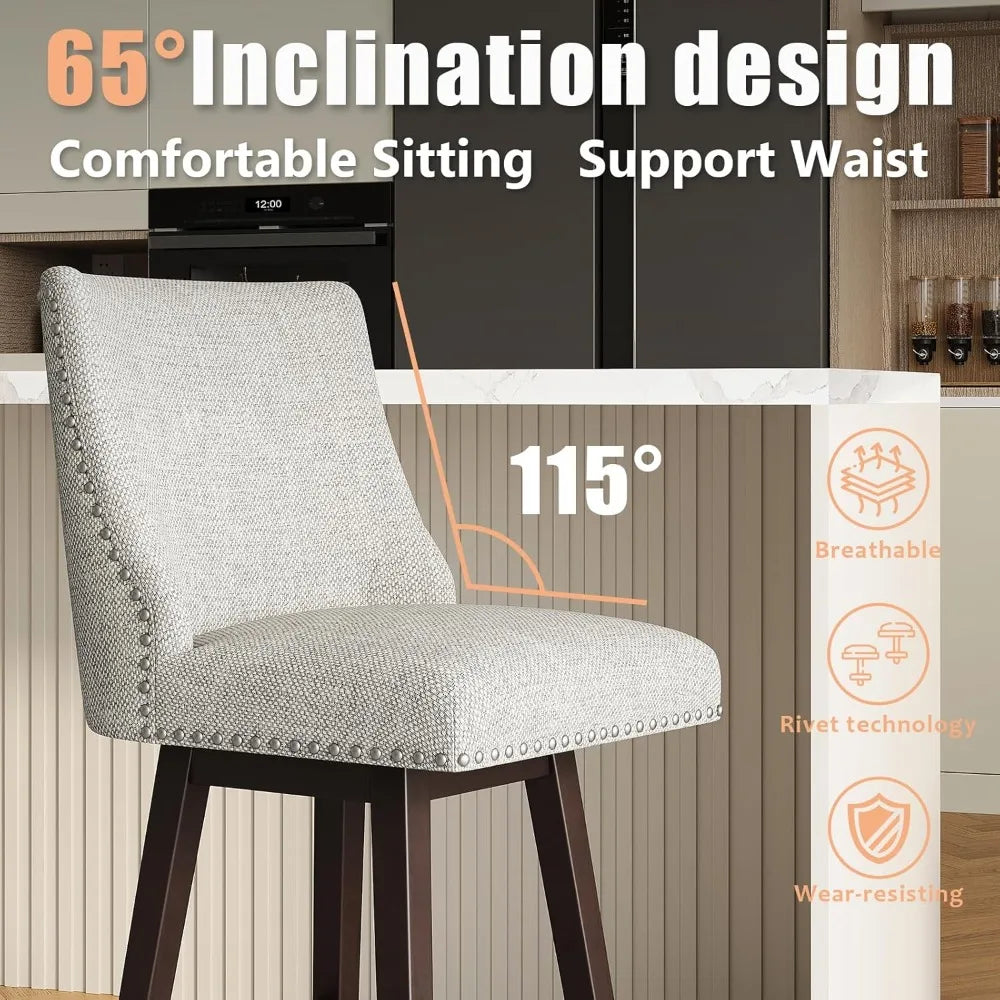 Set of 4 – 26" Modern Swivel Bar Stools with Upholstered Backs