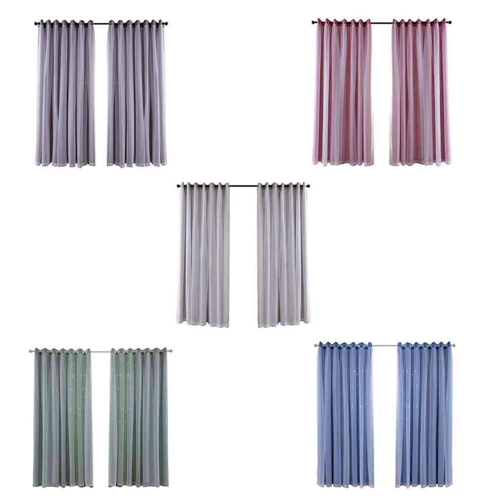 Hollow Out Star Curtain – Functional Room Darkening Drape (1 Panel, 40"x84")