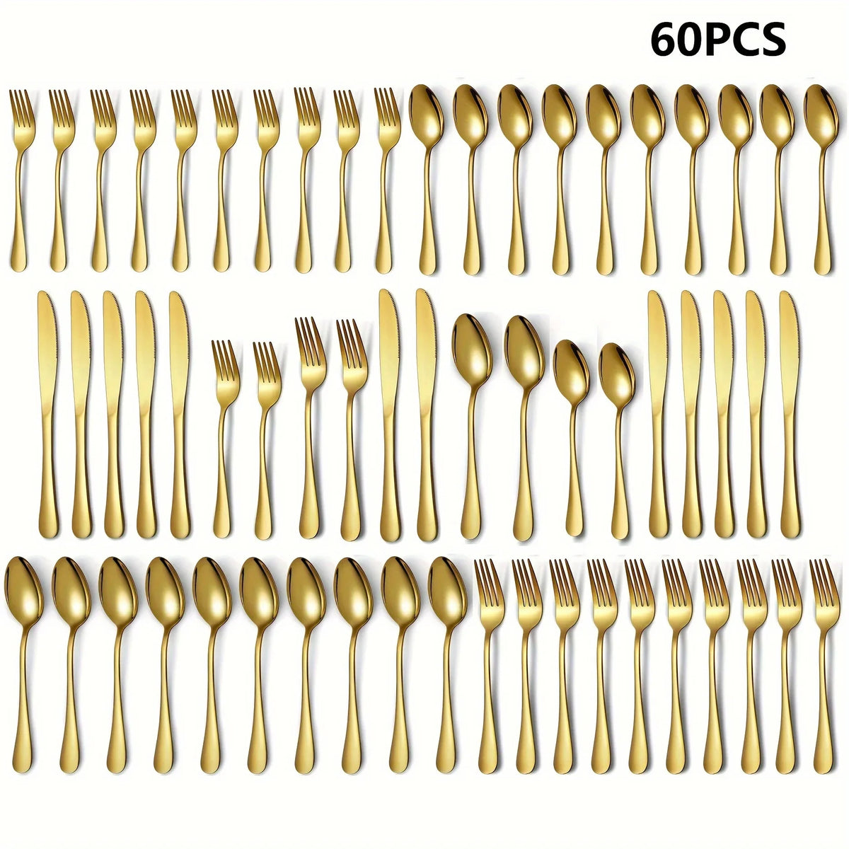 30/60-Piece Luxury Golden Flatware Set