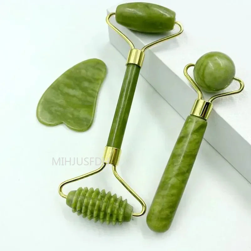 Natural Jade Roller Massager & Gua Sha Set