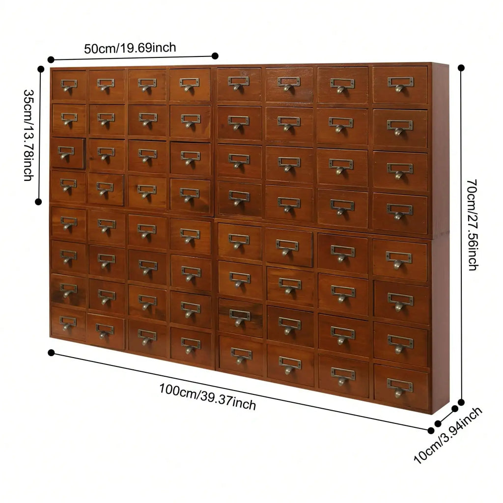64-Drawer Vintage Apothecary Storage Cabinet
