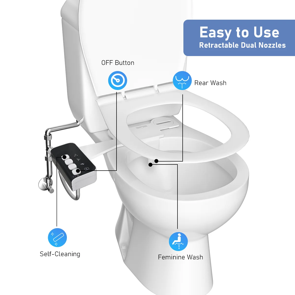 Non-Electric Bidet Toilet Seat – Ultra Slim Design with Adjustable Water Pressure Control
