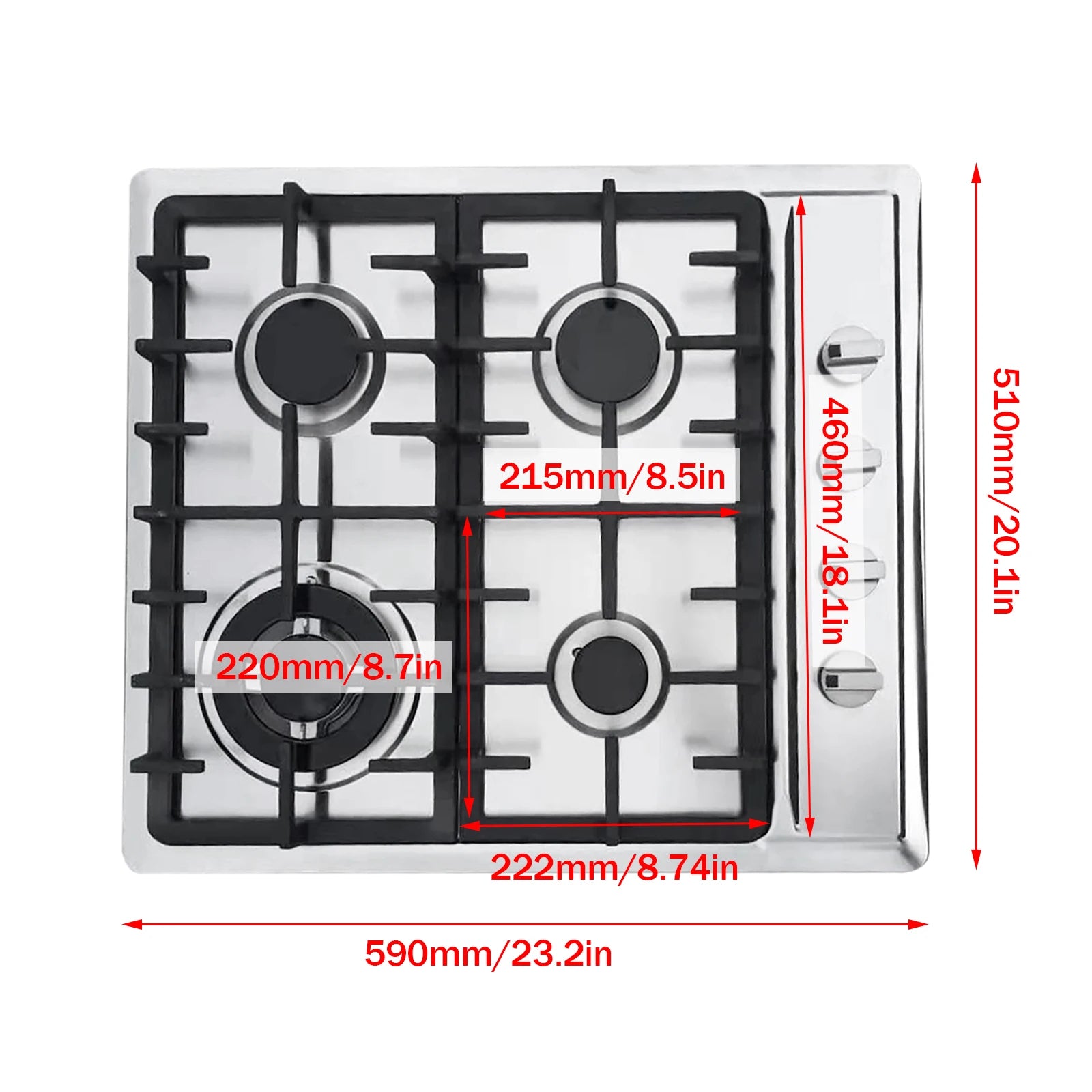 Dining Table with Built-In Gas Cooktop – 4/5 Burners