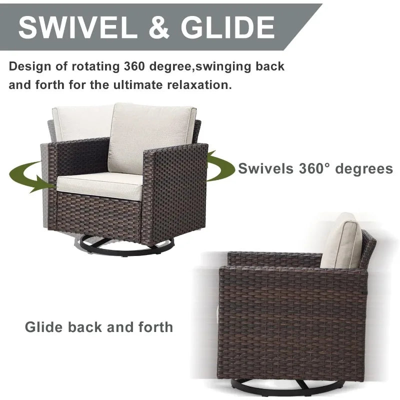 Patio Swivel Rocker Chairs Set of 2  with Cushions