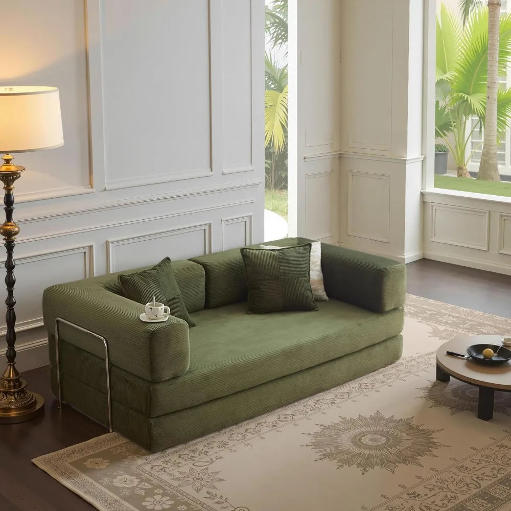78.8” Compression Sofa - Convertible Sleeper Sofa Bed with Pillow Back Support