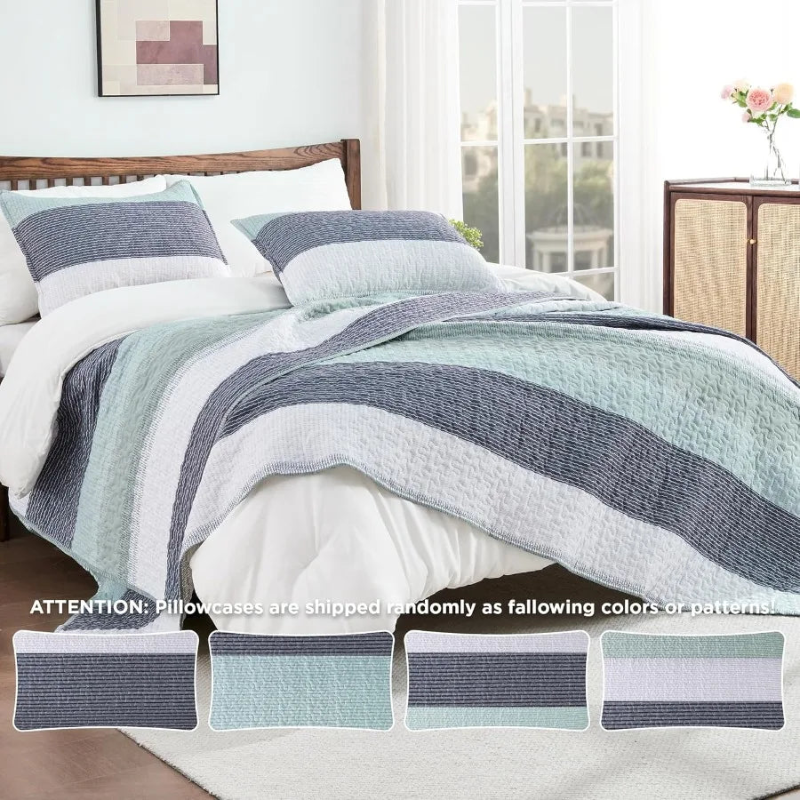 King Size Sage Green Patchwork Quilt Set – Ultra Soft, Lightweight, and Stylish