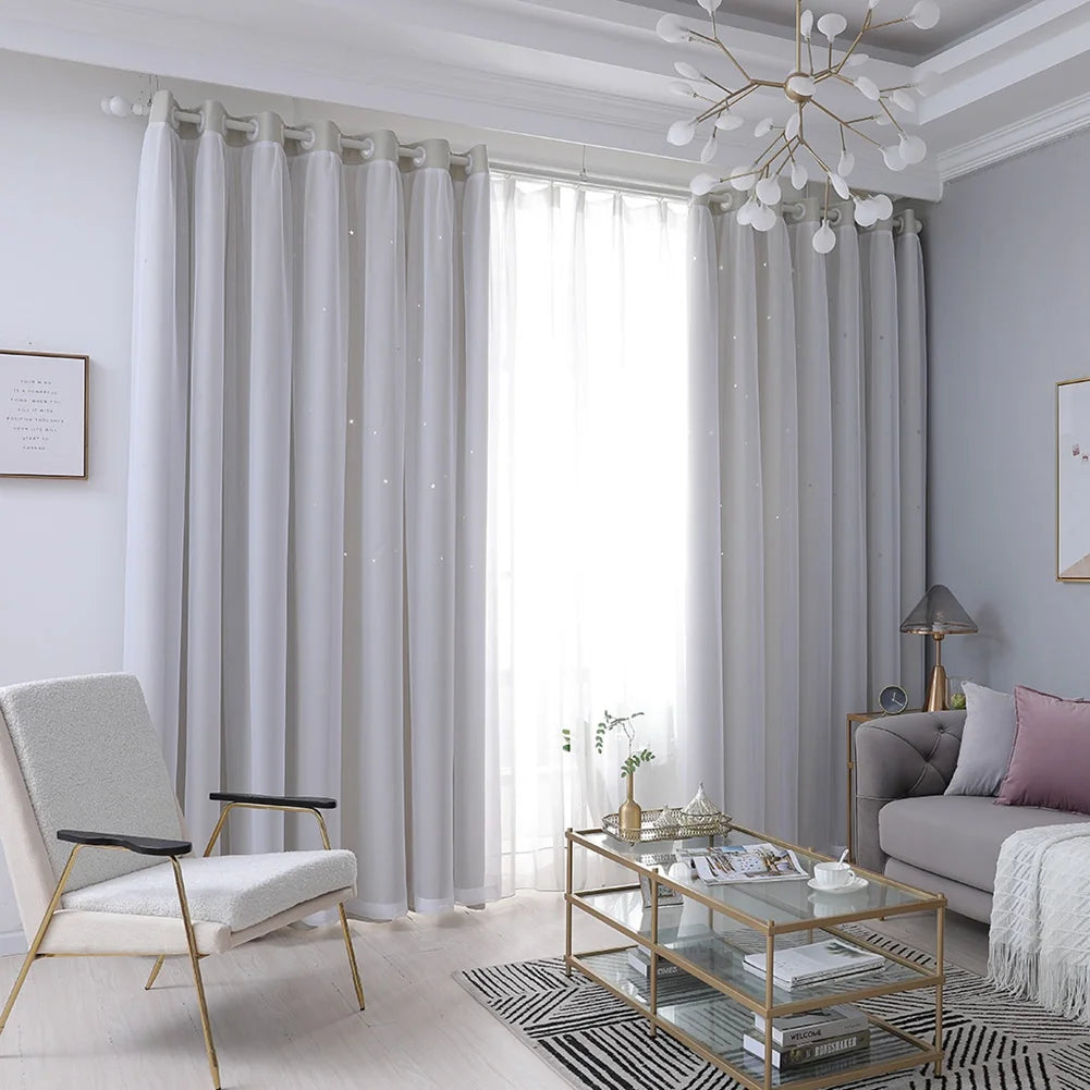 Hollow Out Star Curtain – Functional Room Darkening Drape (1 Panel, 40"x84")