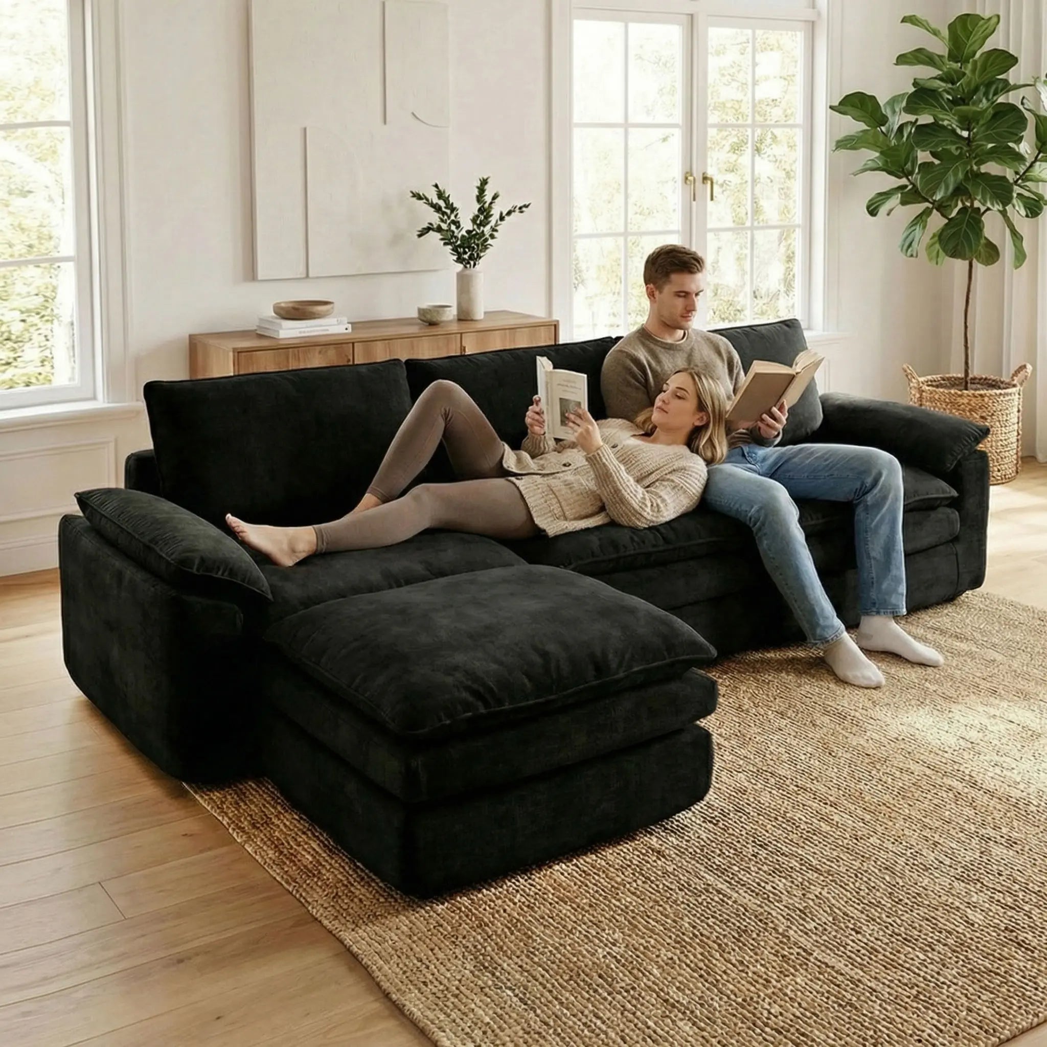 L-Shaped Chenille Cloud Lazy Sofa