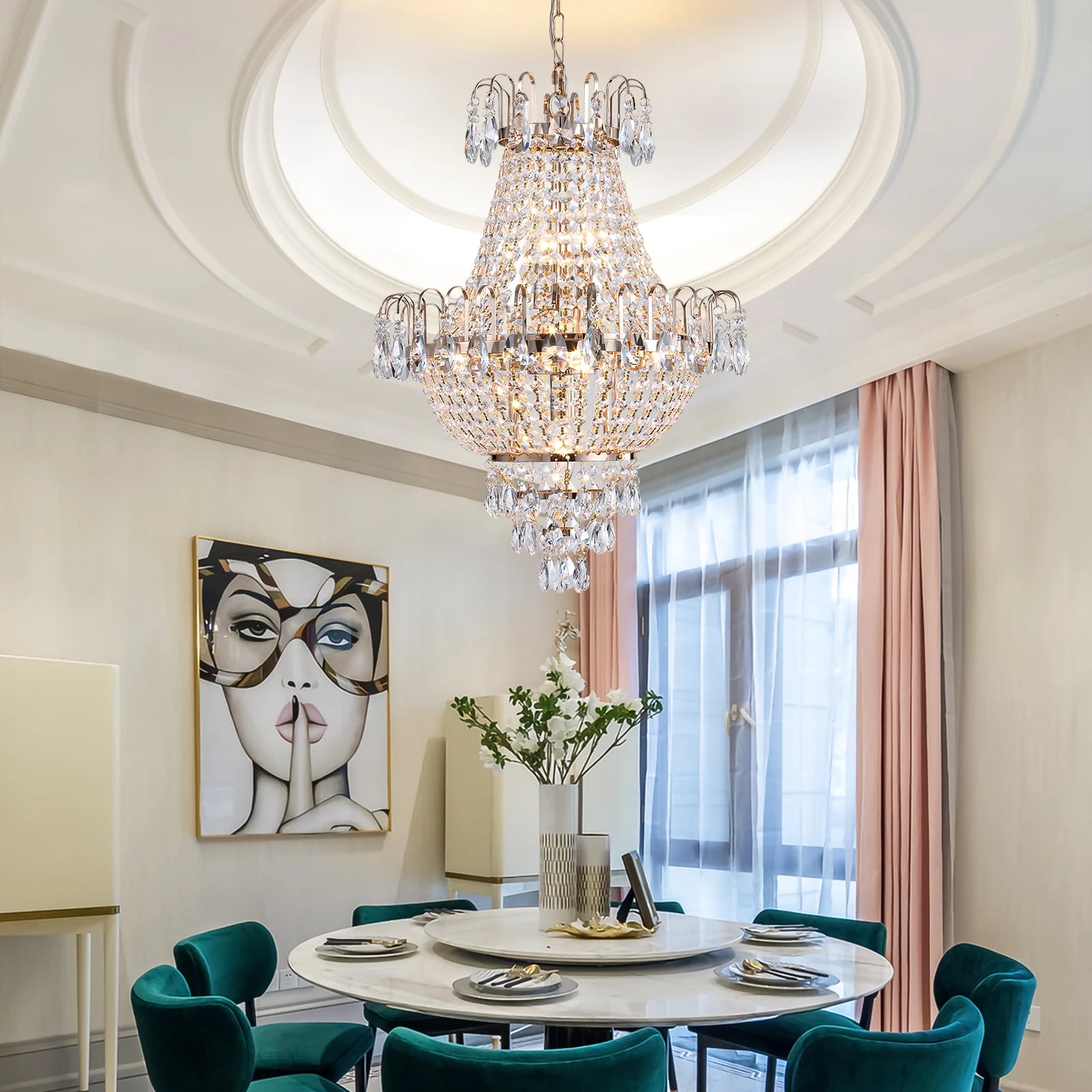 Luxury Gold Crystal Chandelier with Elegant Dazzling K9 Crystals