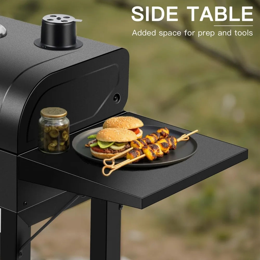 Sturdy Outdoor BBQ Grill with Offset Firebox – Heavy Duty Charcoal Smoker Combo