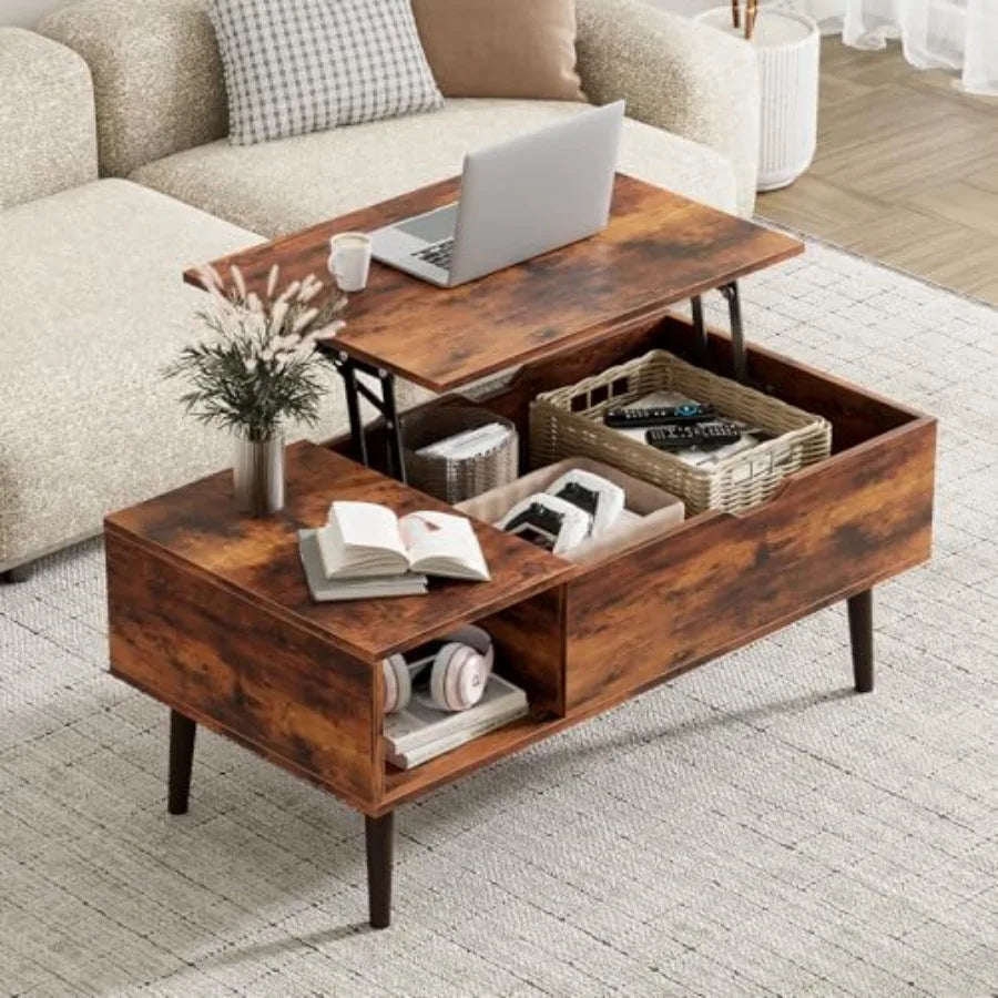 Wood Lift Top Coffee Table with Hidden Storage