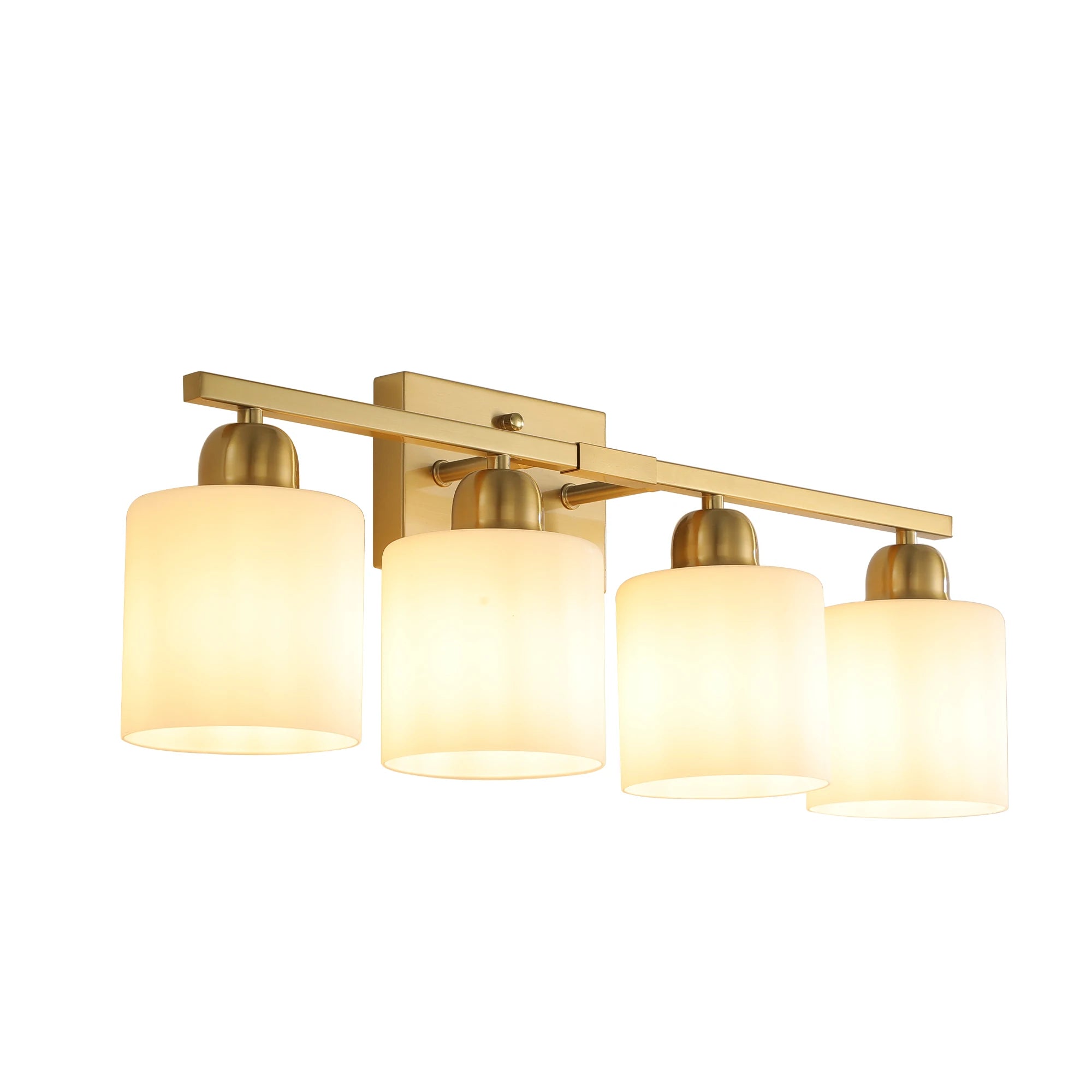 Milk Glass Bathroom Vanity Light Over Mirror, Matte Finish with Frosted Glass