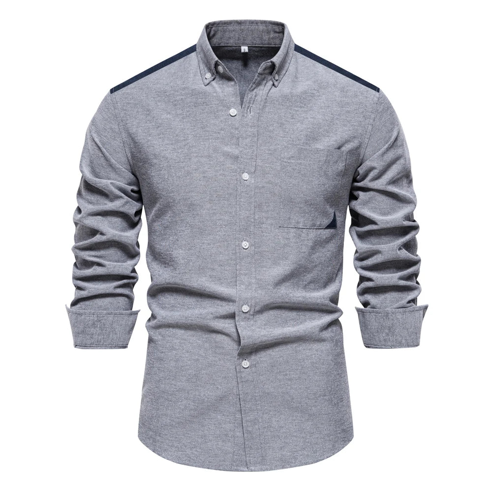 Men's Autumn Cotton Oxford Long Sleeve Shirt – Button Down, Versatile