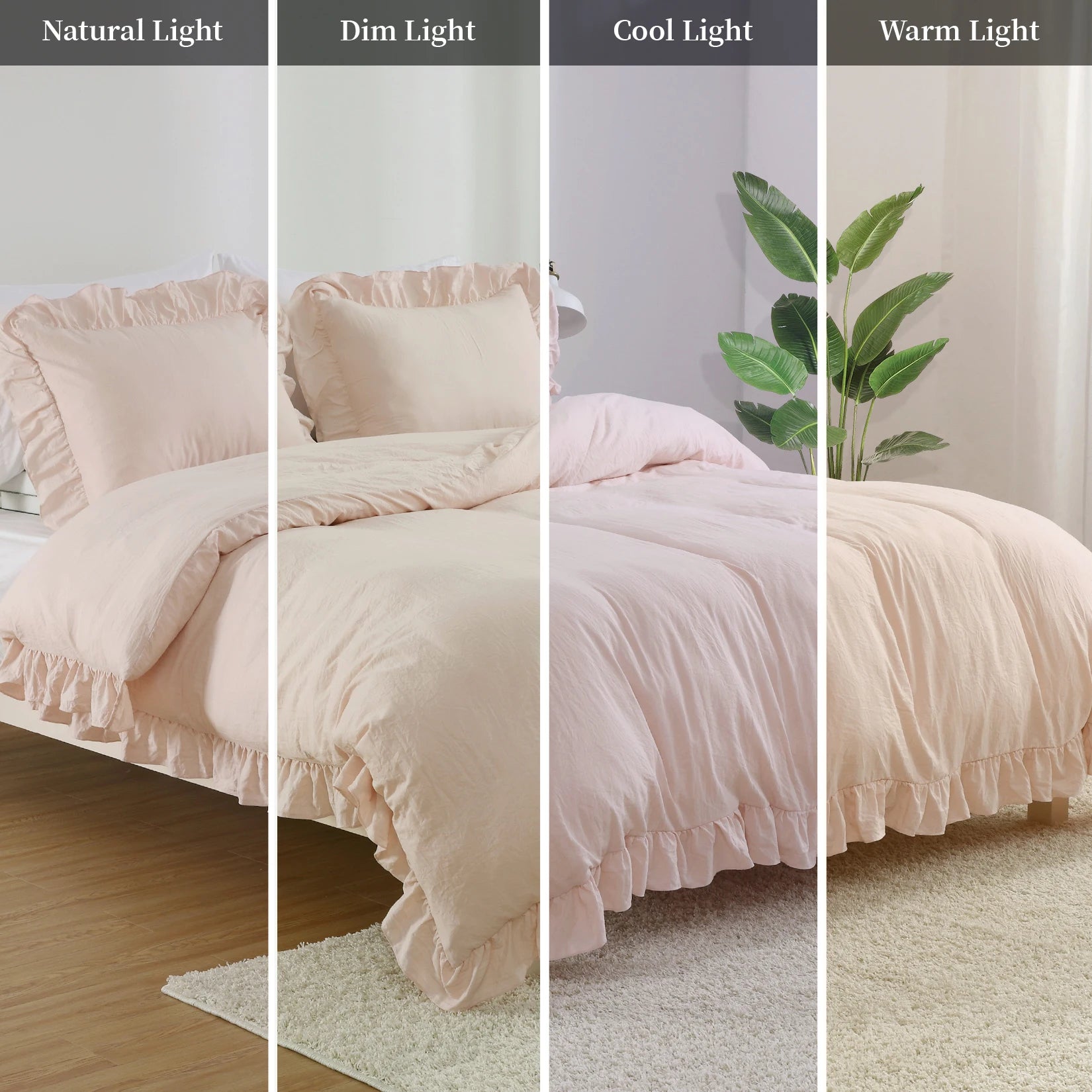 Lotus Leaf Edge Bedding Duvet Cover Set, Soft Washed Polyester, 1 Duvet Cover + 2 Pillowcases