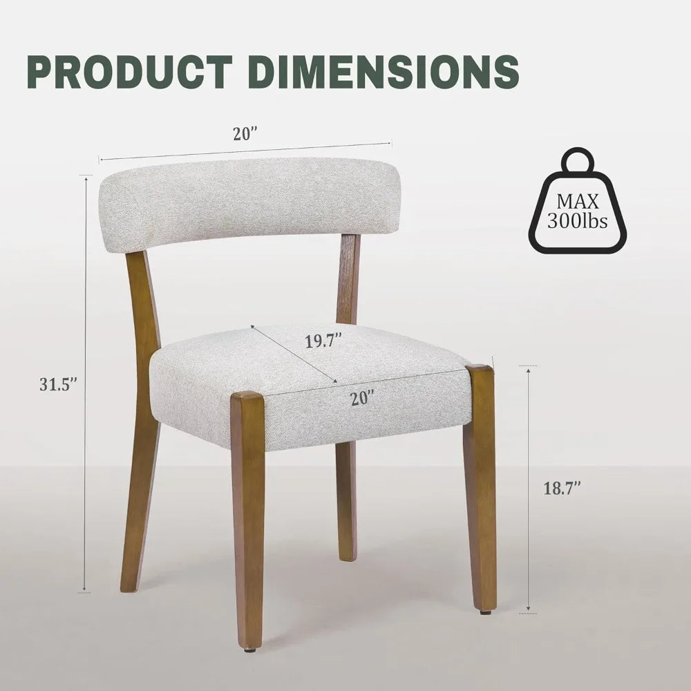 Wooden Dining Chairs, Set of 4, Upholstered Linen Fabric