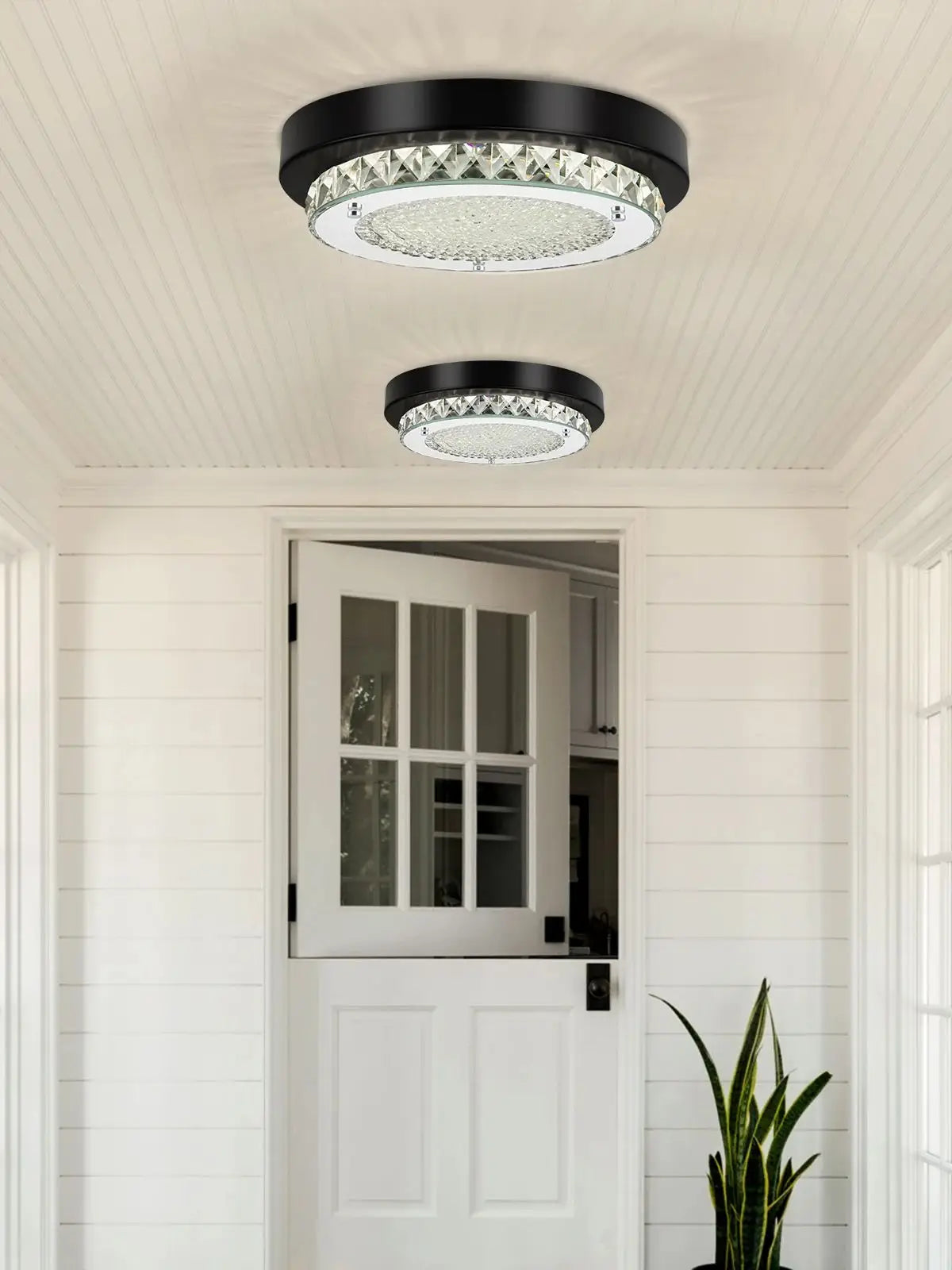 Black Flush Mount Ceiling Light Fixture - Crystal LED Lighting