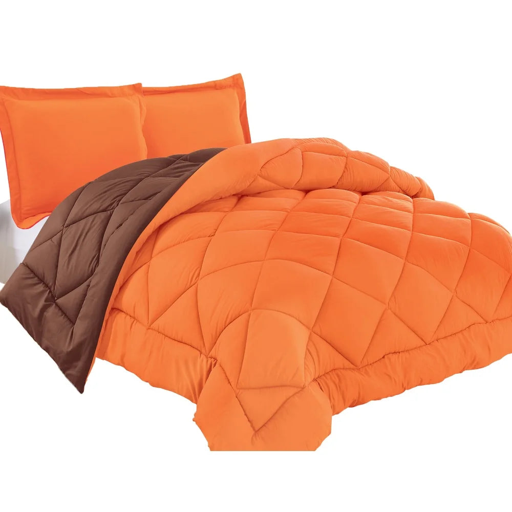 Reversible 3-Piece Twin Comforter Set – Soft Microfiber with Diamond Stitching
