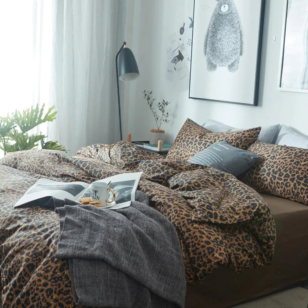 King Leopard Print Comforter Set