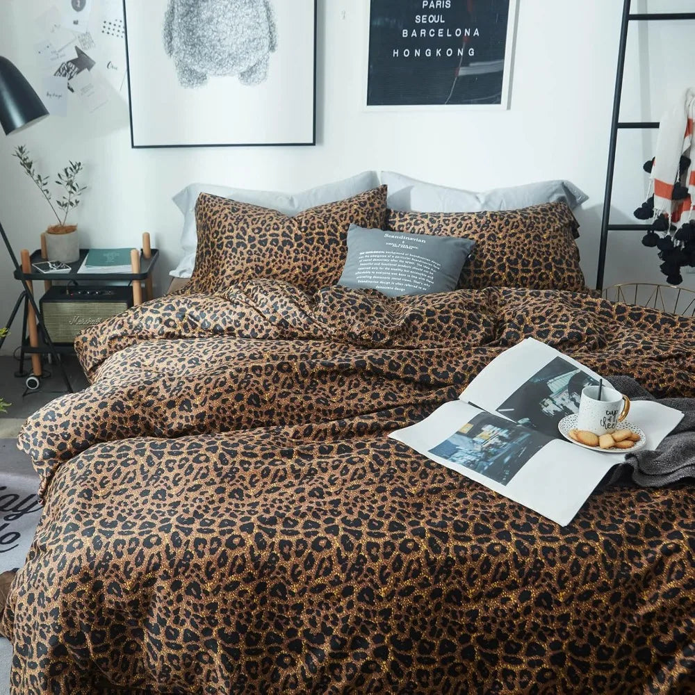 King Leopard Print Comforter Set