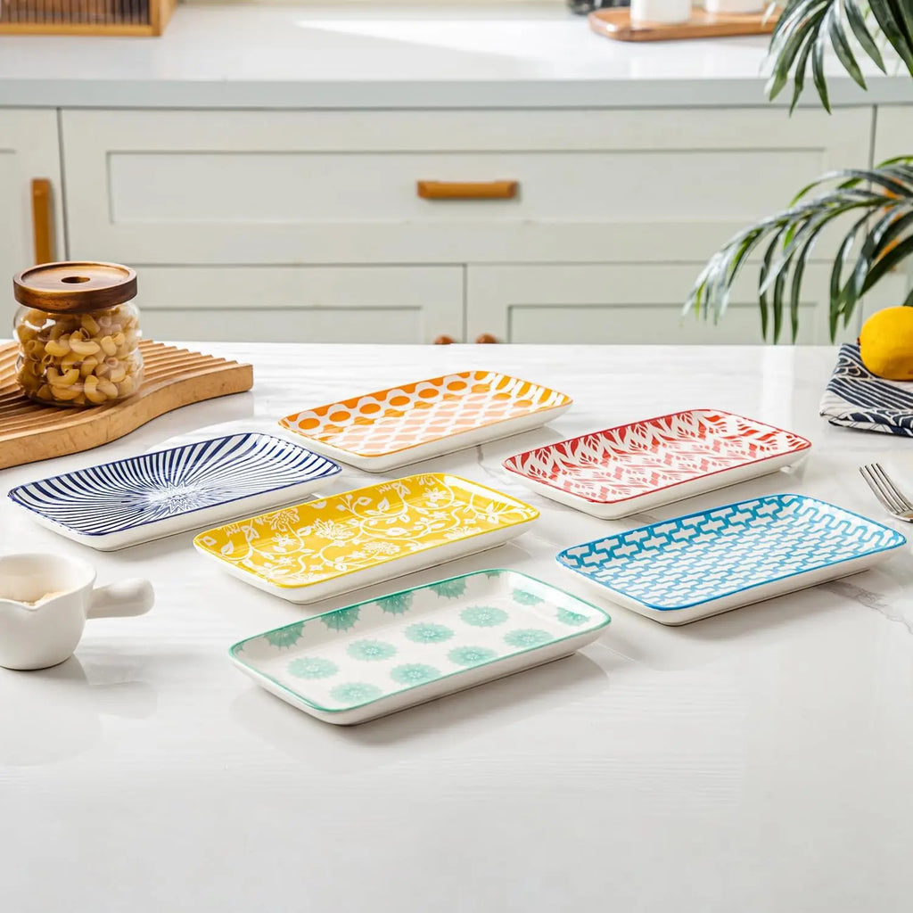 Rectangle Serving Plates Set – 8" Ceramic Dinner & Appetizer Platters