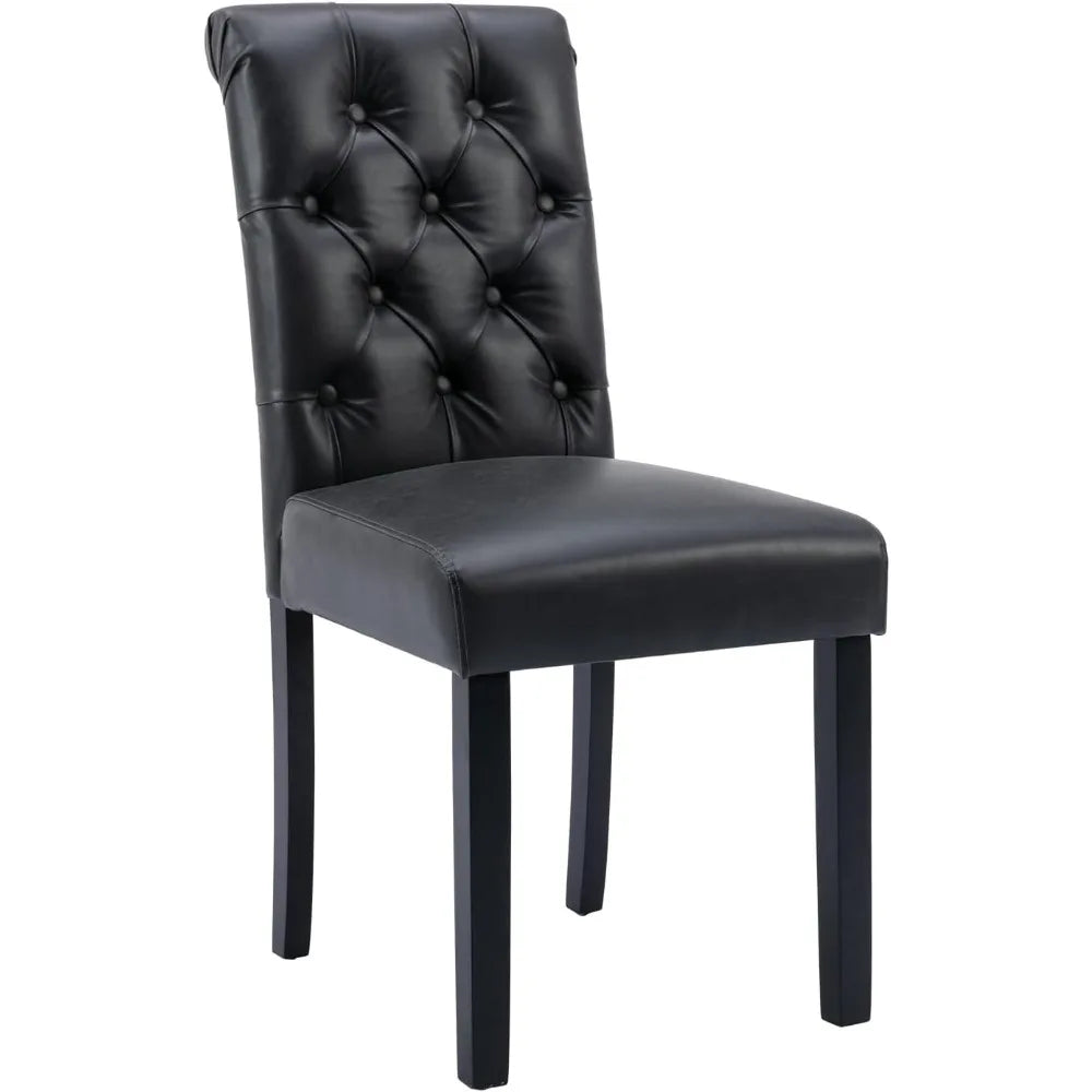 Set of 4 PU Leather Upholstered Dining Chairs