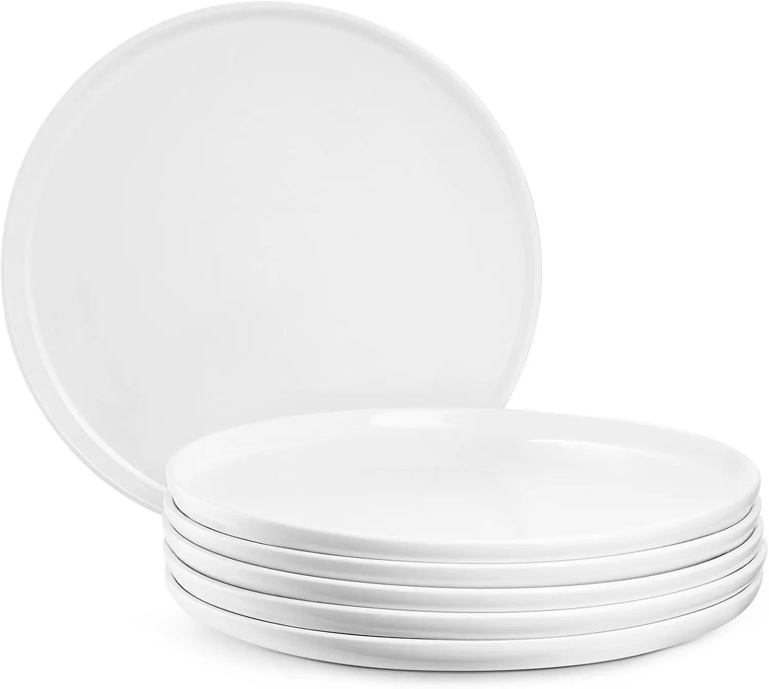 10.5 Inch White Ceramic Dinner Plates – Set of 6