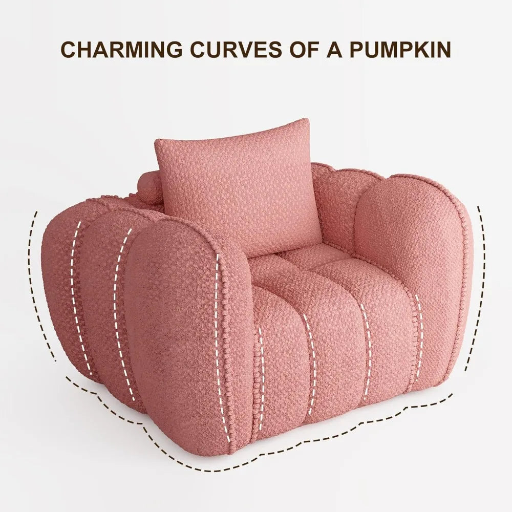 Pumpkin-Shaped Oversized Comfy Lounge Chair - Upholstered