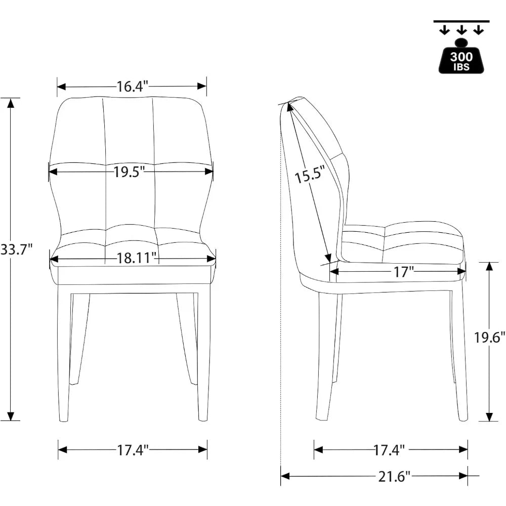 Set of 2 – Mid-Century Modern Upholstered Leather Dining Chairs