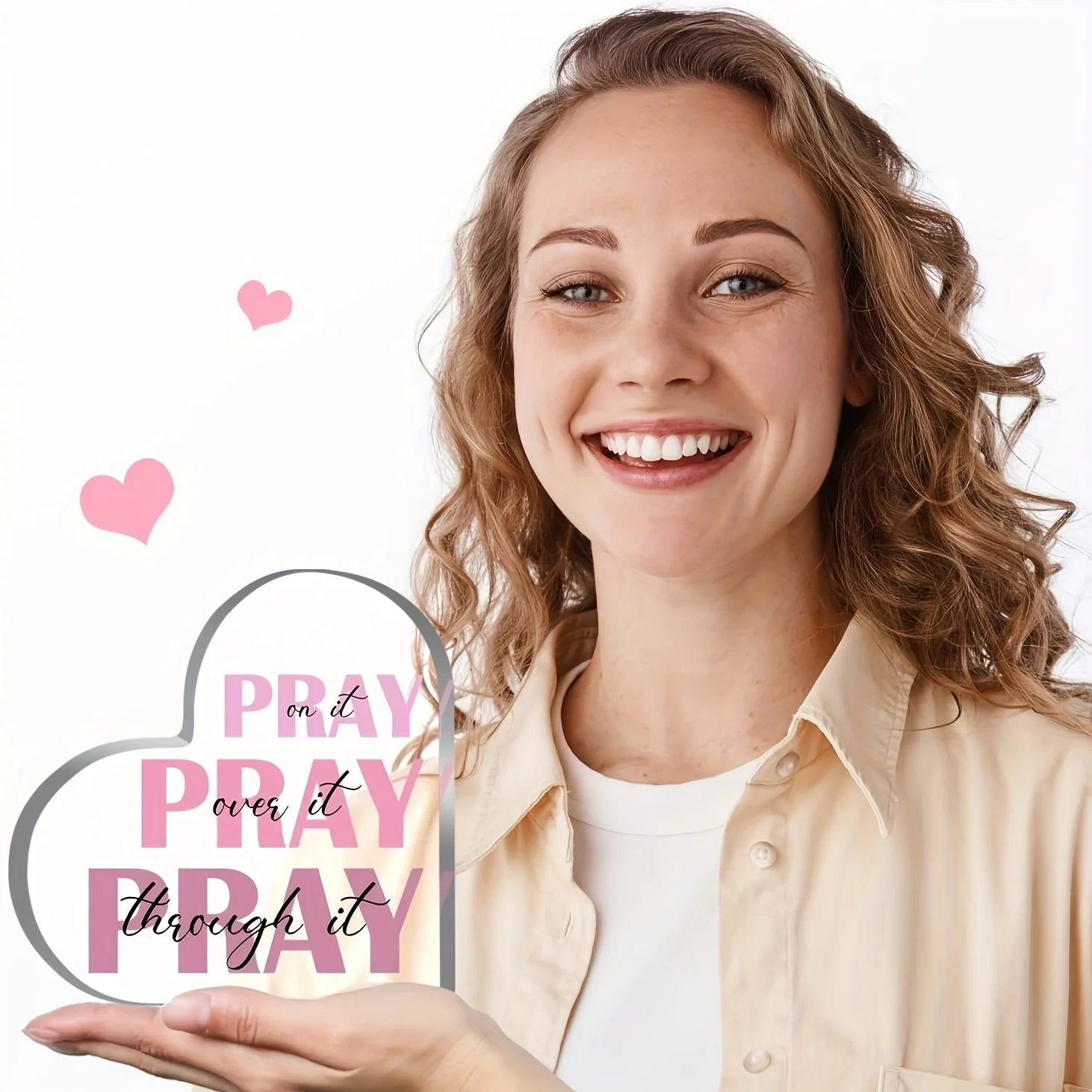 “Pray It Over It” Inspirational Desktop Plaque