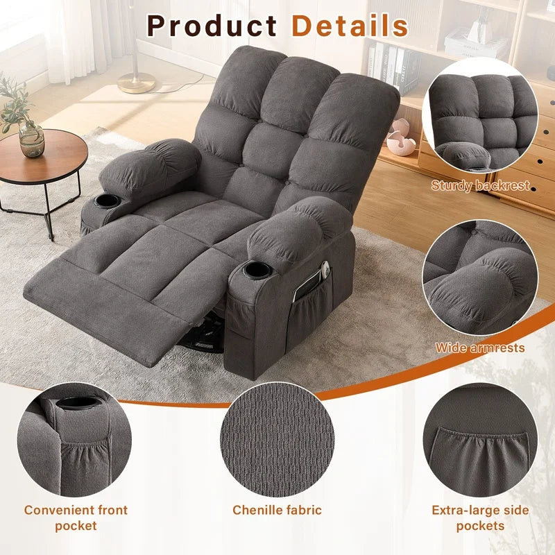 Oversized Recliner Chair with Vibration Massage & Lumbar Heating