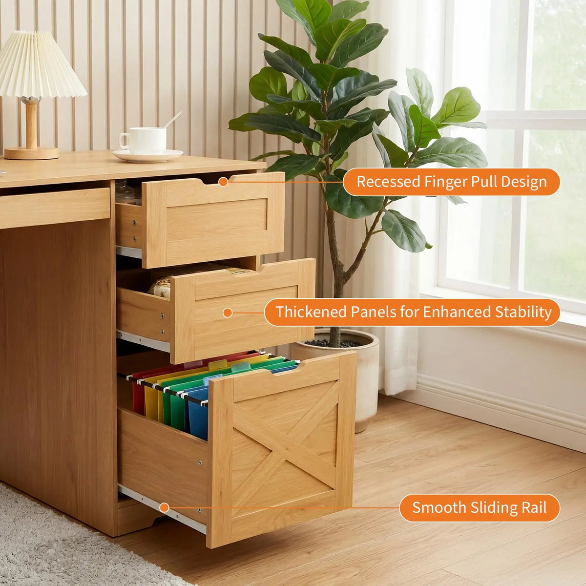 Farmhouse Office Desk with Charging Station