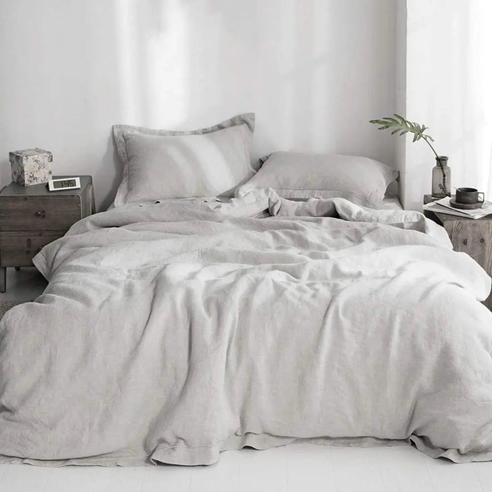 3 Pcs 100% Linen Bedding Set – Queen & King Size Duvet Cover