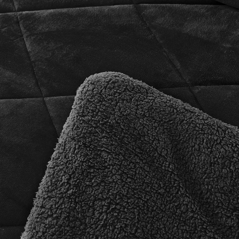 3 PC Sherpa Fleece Bed Blanket Set - Reversible - King Size