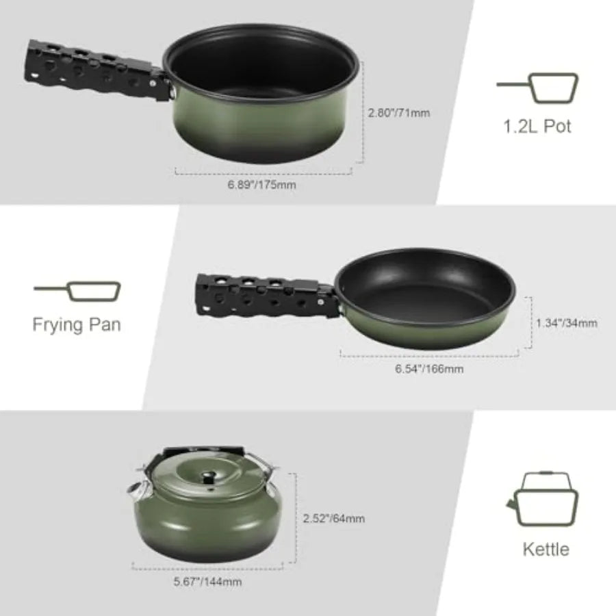 5PCS Non-Stick Camping Pot and Pan Set