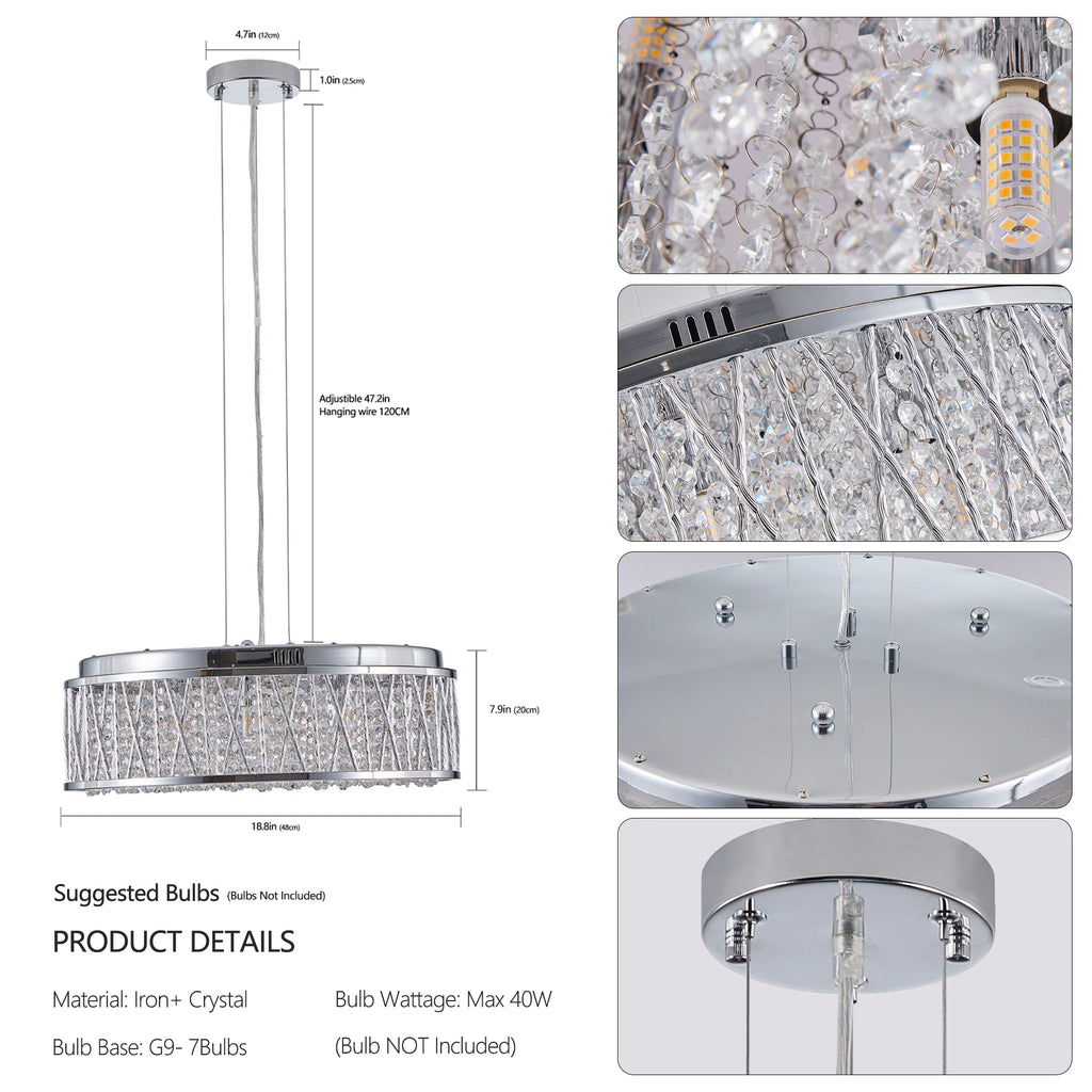 Crystal Chandelier Flush Mount Ceiling Light