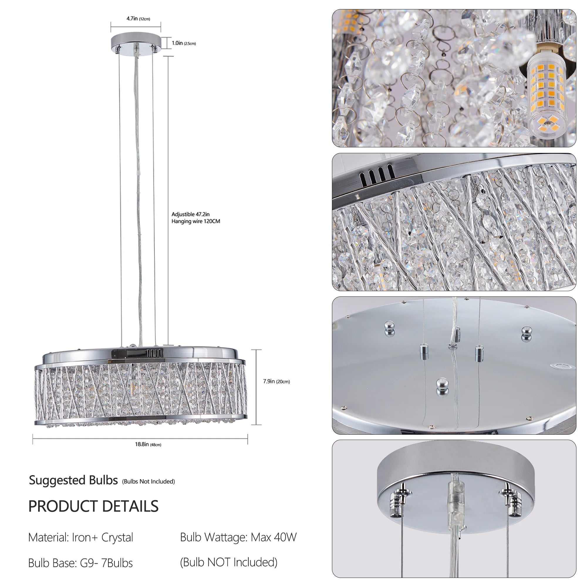 Crystal Chandelier Flush Mount Ceiling Light