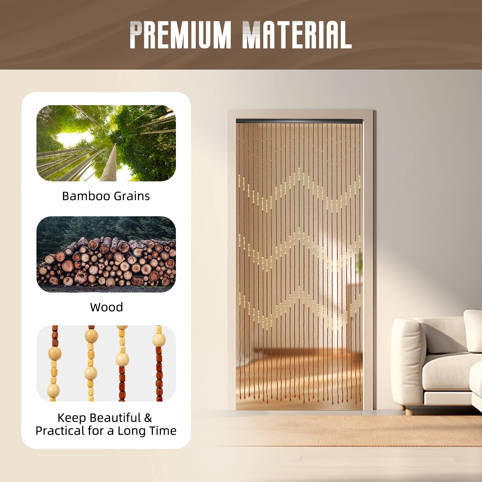 Bamboo Bead Curtain for Doorways