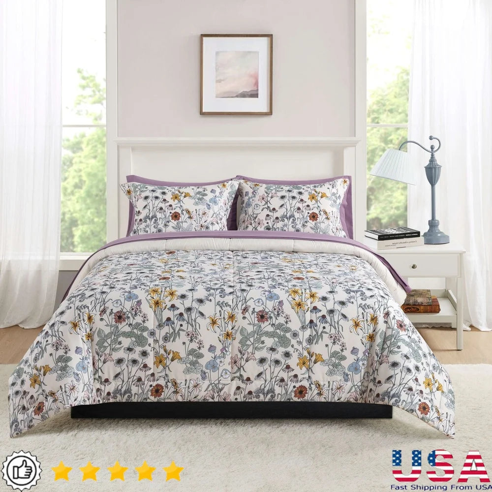 7-Piece Reversible King Comforter Set – Complete Bedding Ensemble