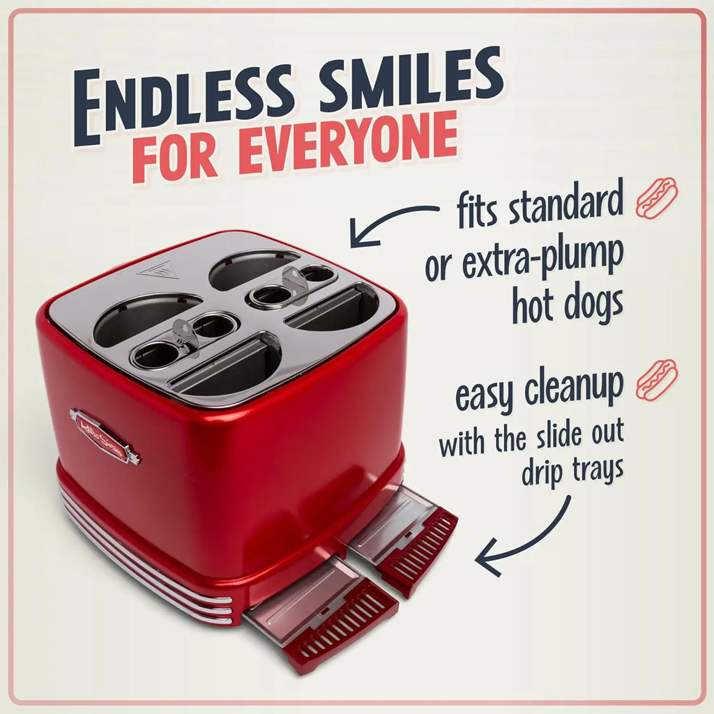 4-Slot Hot Dog & Bun Toaster with Mini Tongs