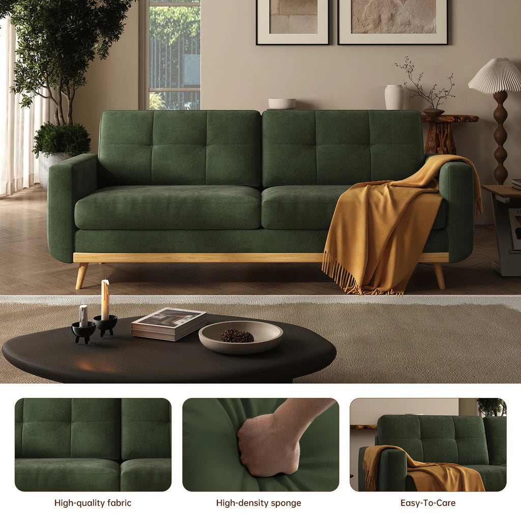 Mid-Century Modern Loveseat Sofa with Wooden Legs